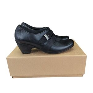 TAOS Salto Black Leather Buckle Detail Heel‎ Shoes Womens 5-5.5 EUR 36 8038 New